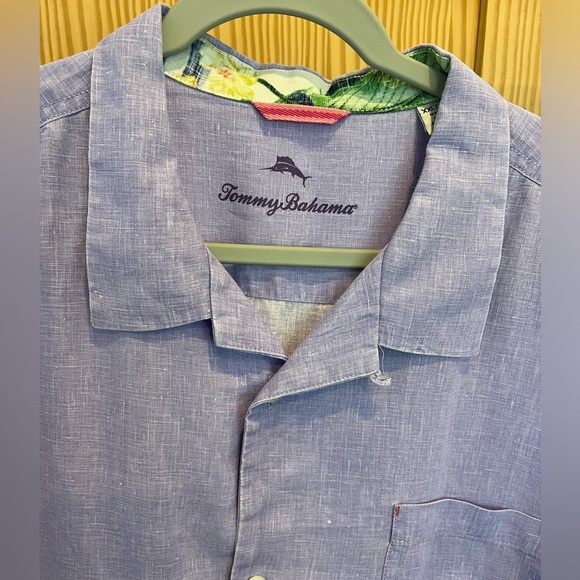 Tommy Bahama Men’s Lilac 100% Linen Short Sleeve Shirt Size XXL EUC - Picture 2 of 7
